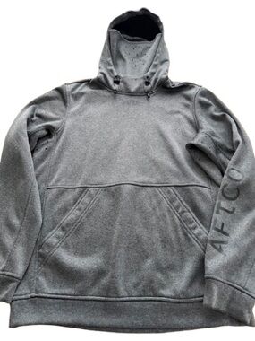 Men’s Medium Aftco Reaper Gray Hooded Pullover Fishing Sweatshirt